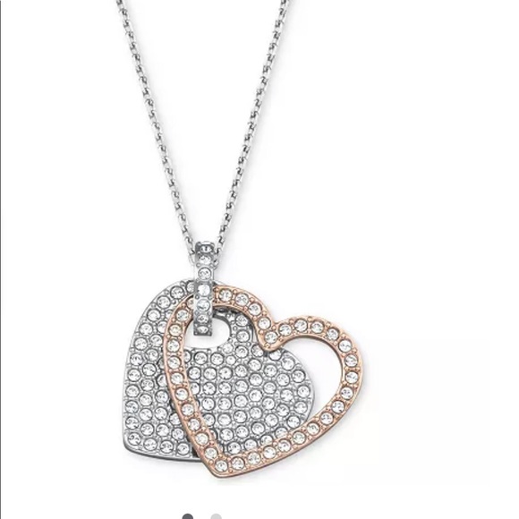 Authentic Swarovski crystal rose gold and silver heart necklace - Picture 1 of 5